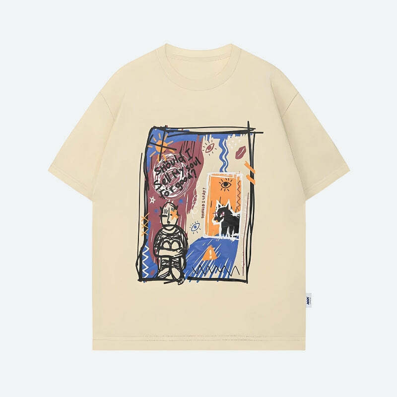 Abstract Sketch Graphic Tee - Y2K Fashion, Cute Tops & Aesthetic Style