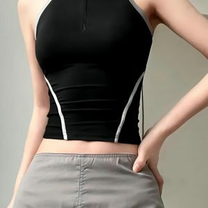 Acubi Open Back Zip-Up Top - Y2K Fashion, Grunge Aesthetic, Cute Tops