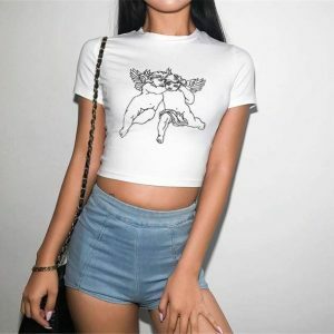 Angel White Top - Y2K Fashion Cute Aesthetic for Grunge & Coquette Styles