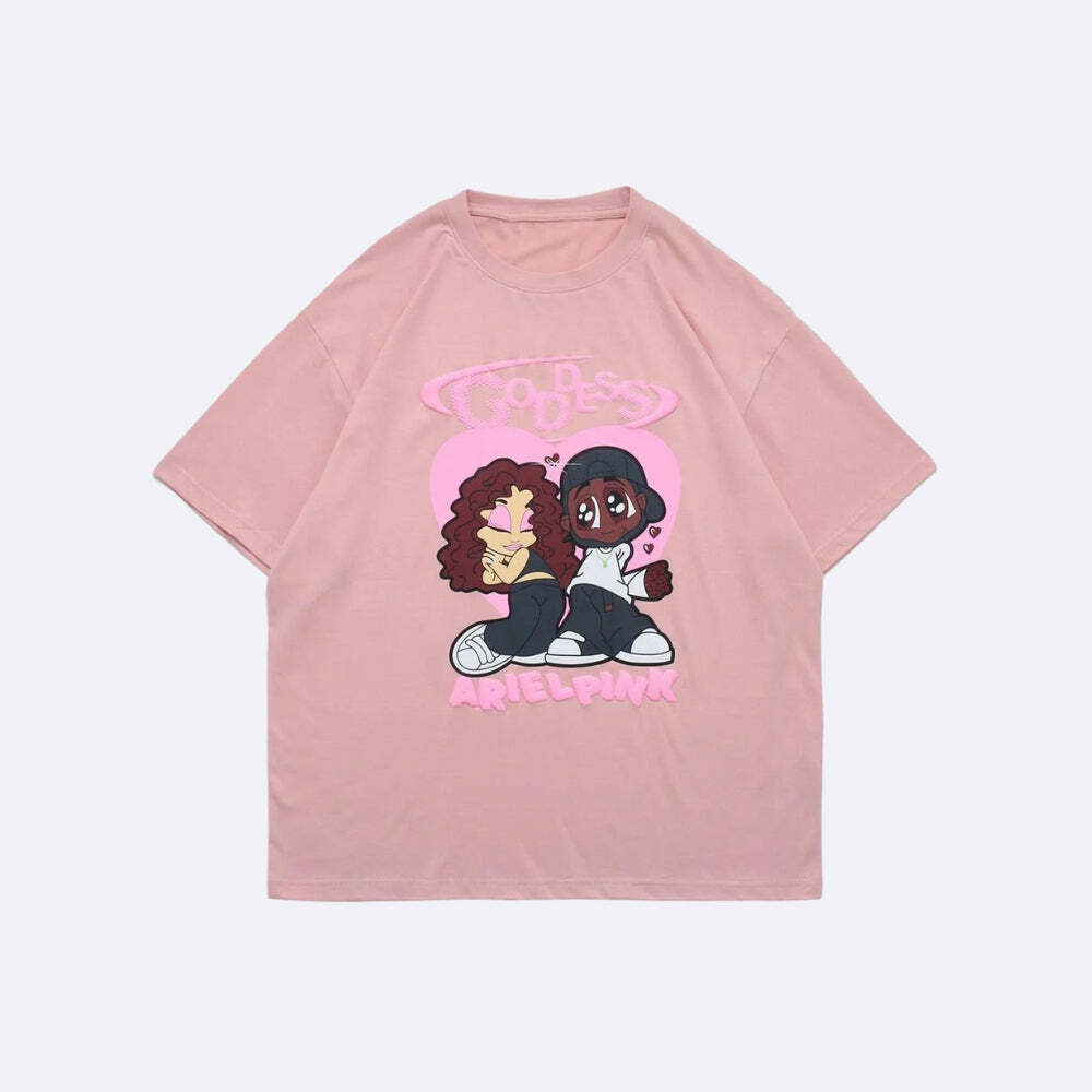 Ariel Pink Y2K Cute Couple Tee - Coquette Aesthetic & Grunge Style