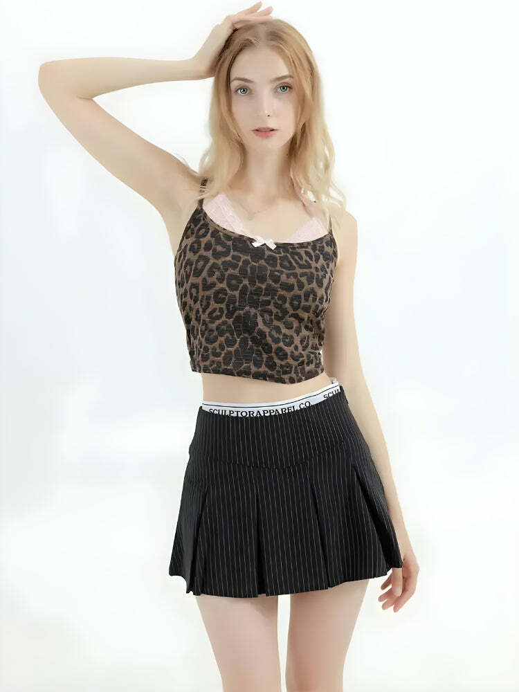 Baddie Leopard Crop Top - Y2K Fashion, Grunge Aesthetic, Cute Tops