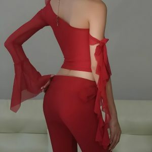 Baddie Rose One Shoulder Mesh Top - Y2K Fashion & Coquette Aesthetic