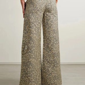 Baddie Y2K Leopard Cut-Out Pants for Grunge & Coquette Aesthetic