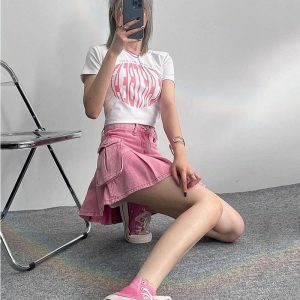 Barbie Pleated Cargo Skirt - Y2K Fashion, Grunge Aesthetic, Cute Tops