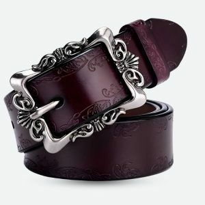 Baroque Faux Leather Belt for Y2K Fashion & Aesthetic Outfits