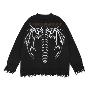 Bat Wings Cozy Knit Top - Y2K Fashion, Grunge Aesthetic, Cute Tops