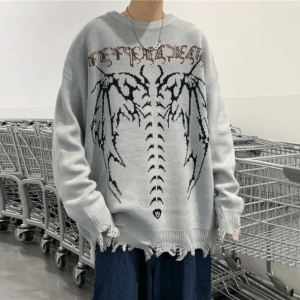 Bat Wings Cozy Knit Top - Y2K Fashion, Grunge Aesthetic, Cute Tops