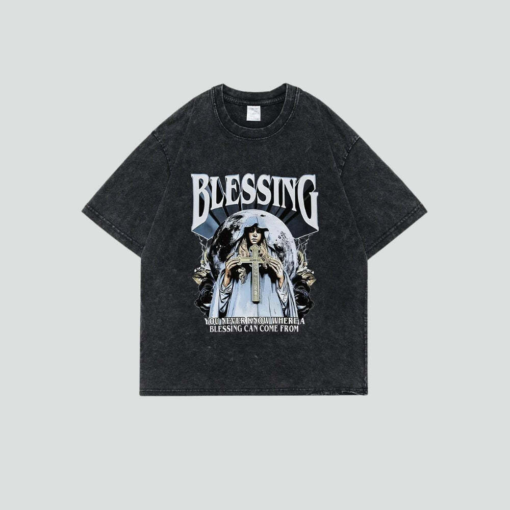 Blessing Tee: Y2K Fashion Cute Top for Coquette & Grunge Aesthetic