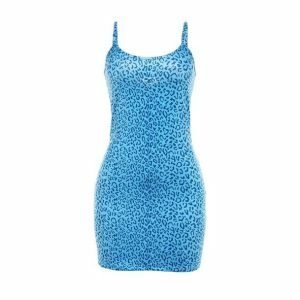 Blue Leopard Dress - Y2K Fashion with Coquette & Grunge Aesthetic