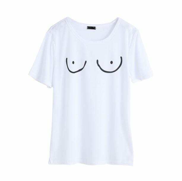 Boobs Print T-Shirt - Y2K Fashion, Cute Tops, Coquette & Grunge Aesthetic