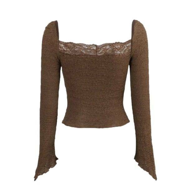 Brown Fairycore Top - Y2K Fashion, Coquette Aesthetic, Cute Tops