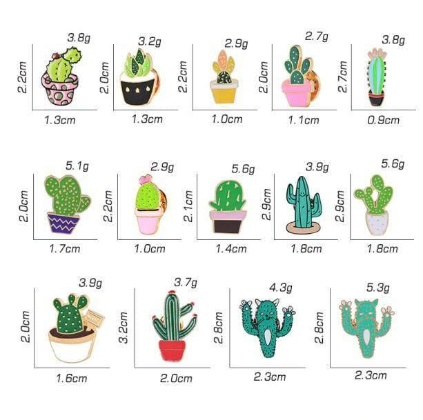 Cactus Collection Pins: Y2K Aesthetic Accessories for Cute Outfits