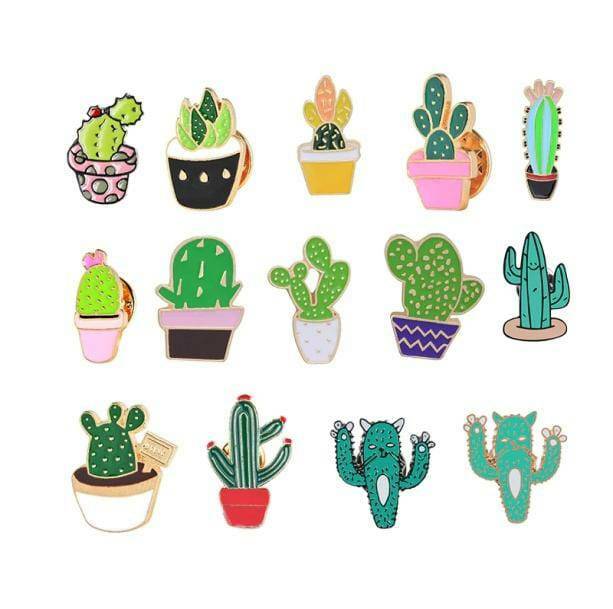 Cactus Collection Pins: Y2K Aesthetic Accessories for Cute Outfits