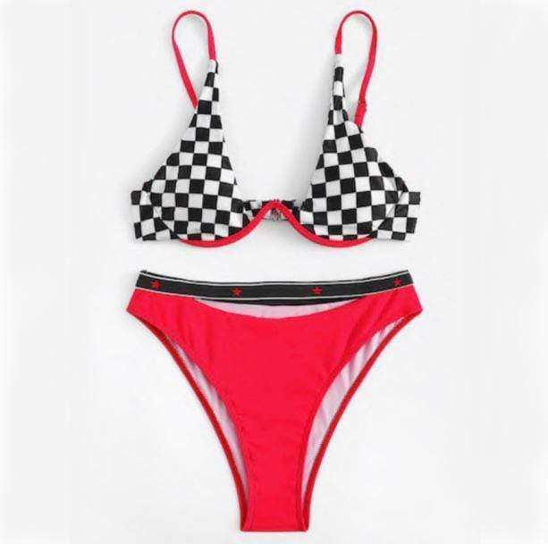 Checkered Underwire Bikini - Y2K Fashion, Cute Tops & Aesthetic Vibes