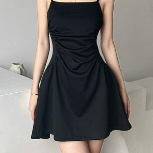 Chic Black Sleeveless Mini Dress - Y2K Fashion & Grunge Aesthetic