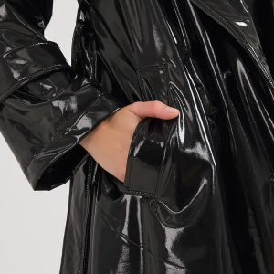 Chic Black Trench Coat for Y2K Fashion: Grunge & Coquette Aesthetic