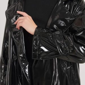 Chic Black Trench Coat for Y2K Fashion: Grunge & Coquette Aesthetic