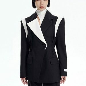 Color Block Blazer - Y2K Fashion Essential for Coquette & Grunge Aesthetic