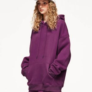 Colorful Y2K Basic Pullover Hoodie - Cute Tops for Coquette & Grunge Aesthetic