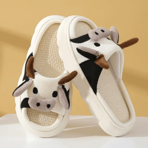 Coquette Aesthetic Cow Slippers - Y2K Fashion Cute Comfort Footwear