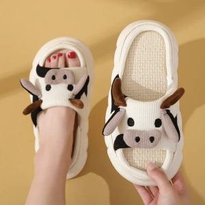 Coquette Aesthetic Cow Slippers - Y2K Fashion Cute Comfort Footwear