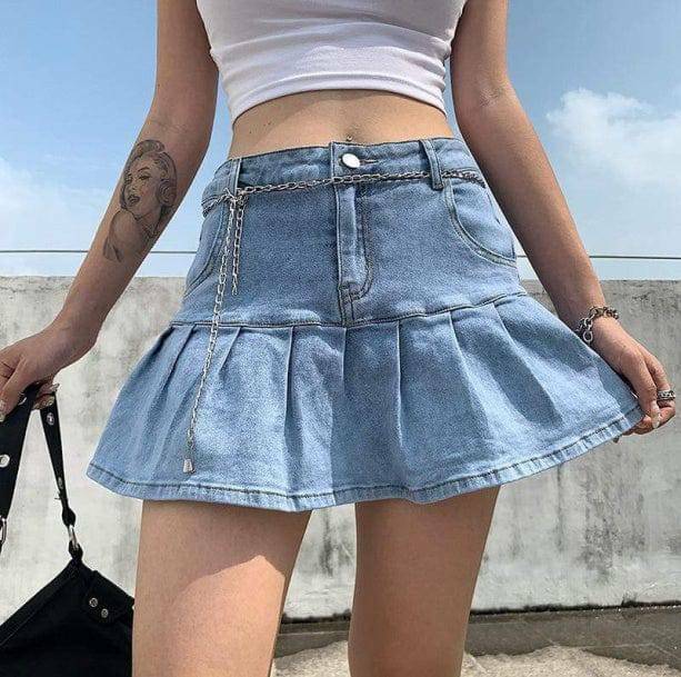 Coquette Aesthetic Denim Skirt - Y2K Fashion & Grunge Style Essential