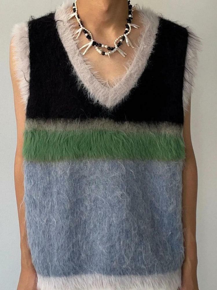 Coquette Aesthetic Fuzzy Sweater Vest - Y2K Fashion Cute Top