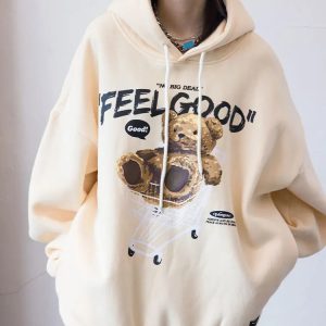 Coquette Aesthetic Teddy Bear Hoodie | Y2K Fashion & Cute Tops