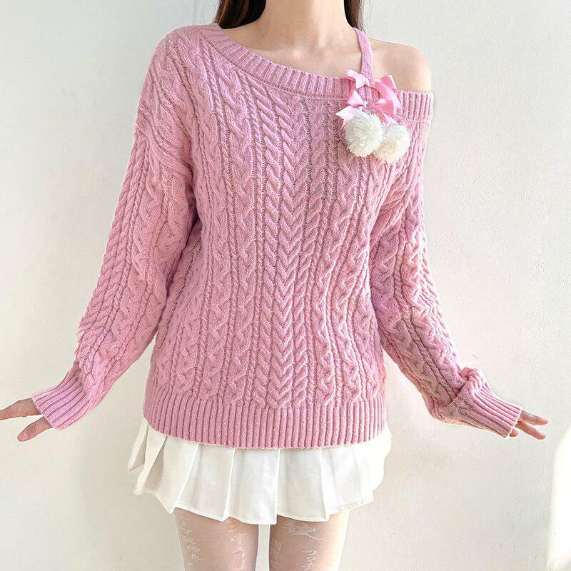 Coquette Cut-Out Knit Sweater - Y2K Fashion Aesthetic Top for Stylish Looks