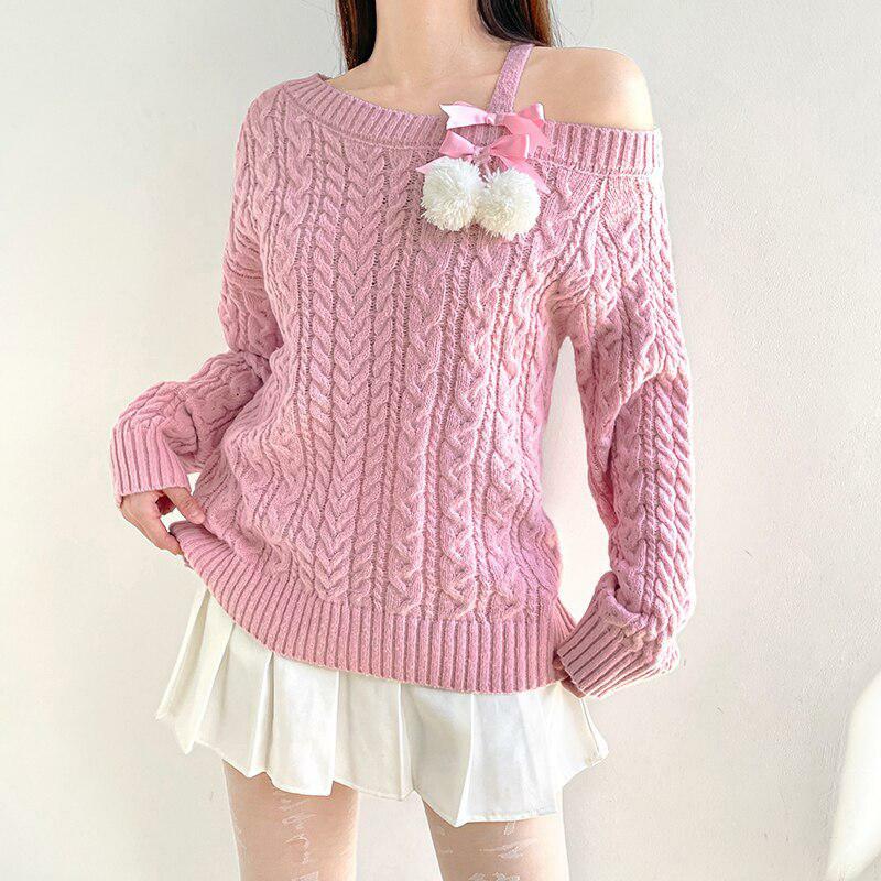 Coquette Cut-Out Knit Sweater - Y2K Fashion Aesthetic Top for Stylish Looks