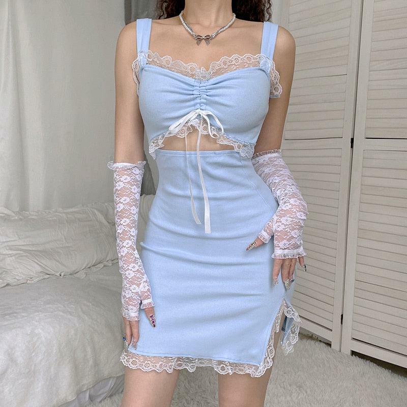 Coquette Cut Out Mini Dress - Y2K Fashion with Grunge Aesthetic Vibes