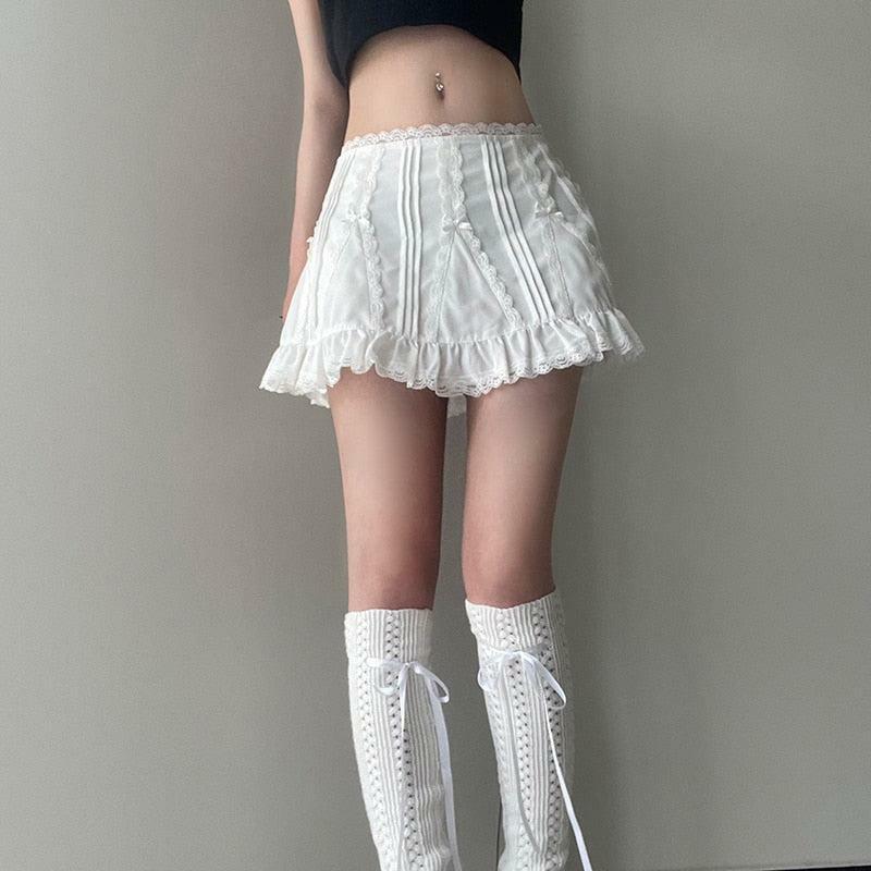 Coquette Frill Hem Mini Skirt - Y2K Aesthetic Cute Top & Grunge Style