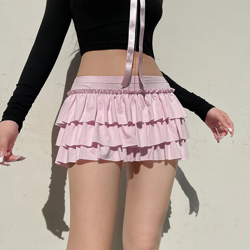 Coquette Layered Bow Mini Skort - Y2K Fashion Cute Aesthetic Outfit