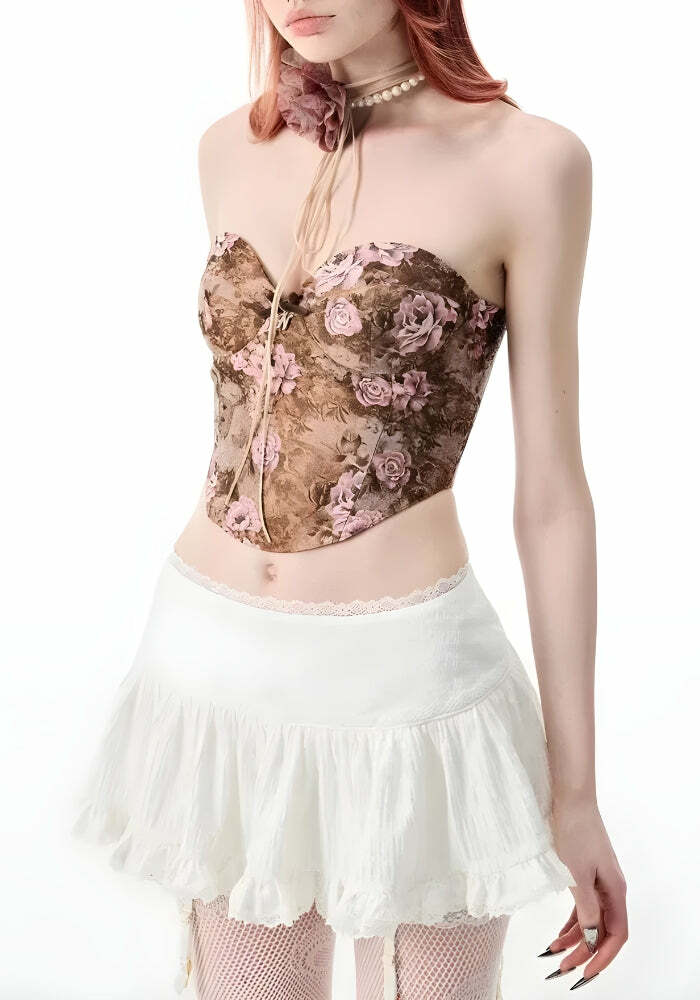 Coquette Ruffled Lace Mini Skirt - Y2K Aesthetic Cute Top Outfit