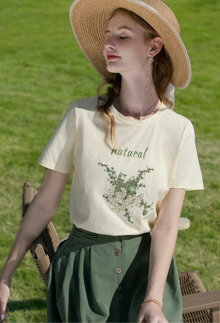 Cottagecore Natural Tee: Embrace Y2K Fashion with Coquette & Grunge Aesthetic