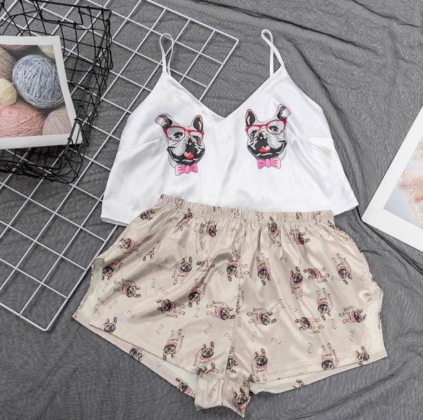 Cozy Pug Pajama Set - Y2K Aesthetic, Cute Tops & Comfy Style