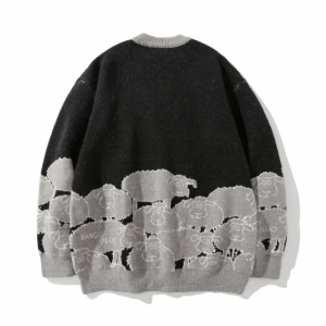 Cozy Snuggle Sheep Sweater - Y2K Aesthetic Cute Top for Fall Fashion