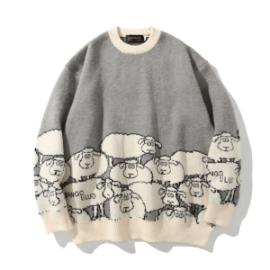 Cozy Snuggle Sheep Sweater - Y2K Aesthetic Cute Top for Fall Fashion