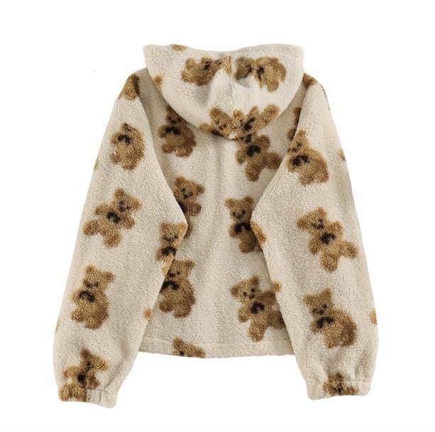 Cozy Teddy Bear Jacket - Y2K Fashion Essential for Grunge & Coquette Aesthetic