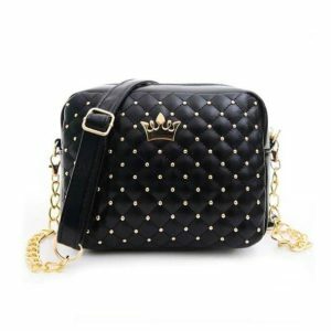 Crown Quilted Handbag - Y2K Fashion Essential for Coquette & Grunge Aesthetics