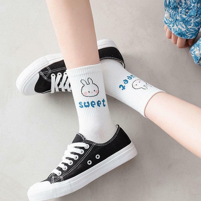 Cute Kawaii Patterned Socks - 5 Pairs for Y2K Fashion & Aesthetic Outfits