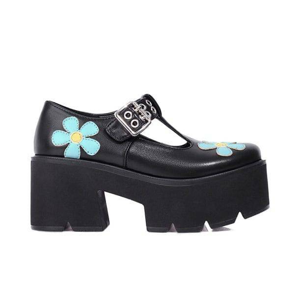 Daisy Chunky Heel Shoes - Y2K Fashion, Grunge Aesthetic, Cute Tops