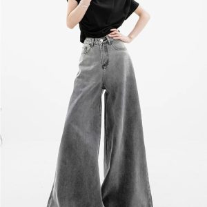 Dark Wash Super Wide Leg Jeans - Y2K Fashion & Grunge Aesthetic Style