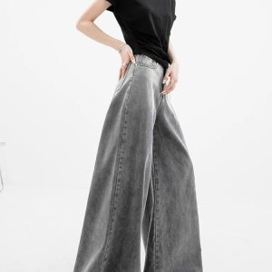 Dark Wash Super Wide Leg Jeans - Y2K Fashion & Grunge Aesthetic Style