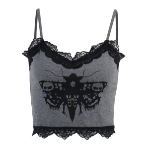 Death Moth Crop Top - Y2K Aesthetic, Grunge Style, Cute Tops