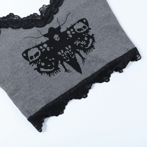 Death Moth Crop Top - Y2K Aesthetic, Grunge Style, Cute Tops