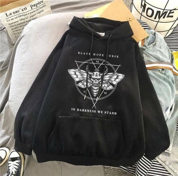 Death Moth Hoodie - Y2K Aesthetic, Grunge Style, Cute Tops & More