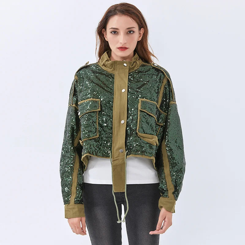 Disco Cowgirl Sequined Zip-Up Jacket - Y2K Fashion & Aesthetic Vibes