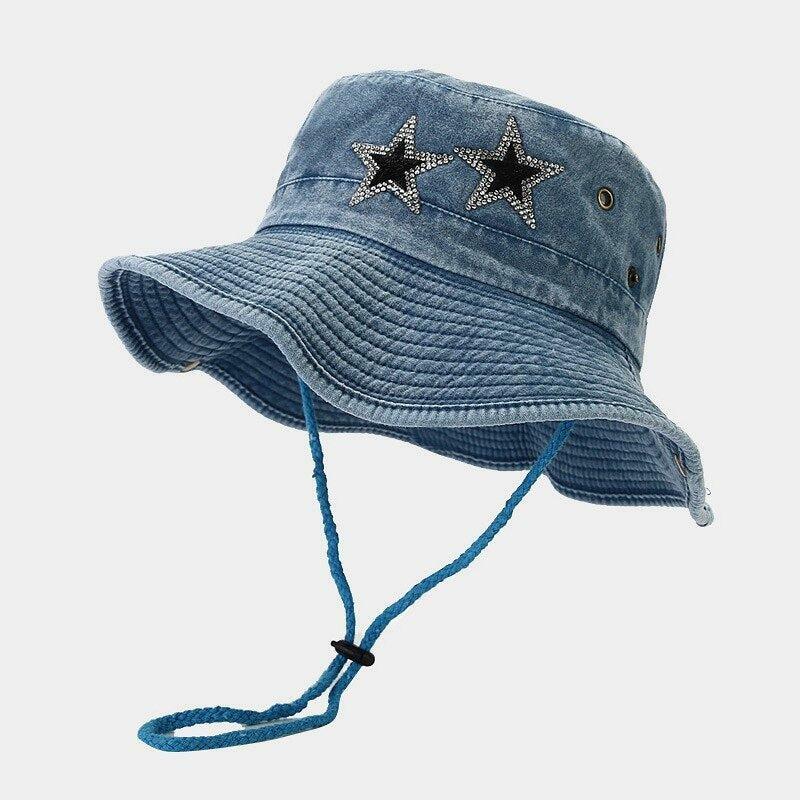 Disco Cowgirl Star Denim Hat - Y2K Fashion & Aesthetic Vibes