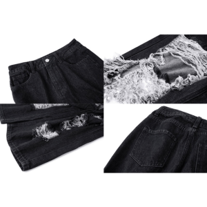 Distressed Black Y2K Jeans for Grunge Aesthetic & Coquette Style